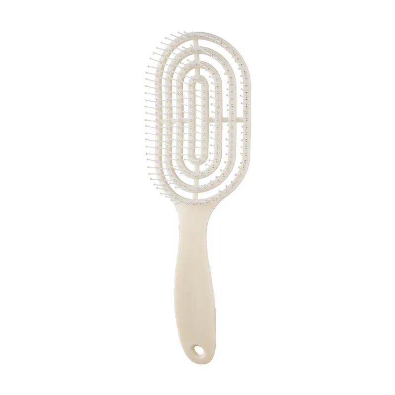 Hollow-out rib comb, volumizing top, fits the scalp, massage comb for meridians, smooths hair, detangles White S